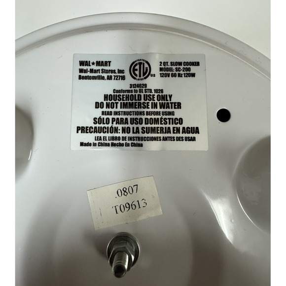 2-Quart SLOW COOKER SC-200 WALMART‎ BRAND - Picture 5 of 6